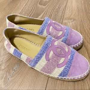 Chanel purple suede espadrilles flats